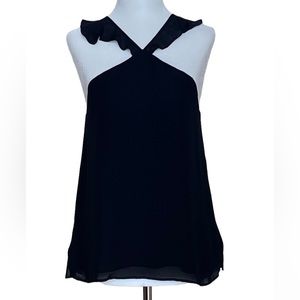 NWOT Cami NYC Silk Black Halter with Ruffled Neck